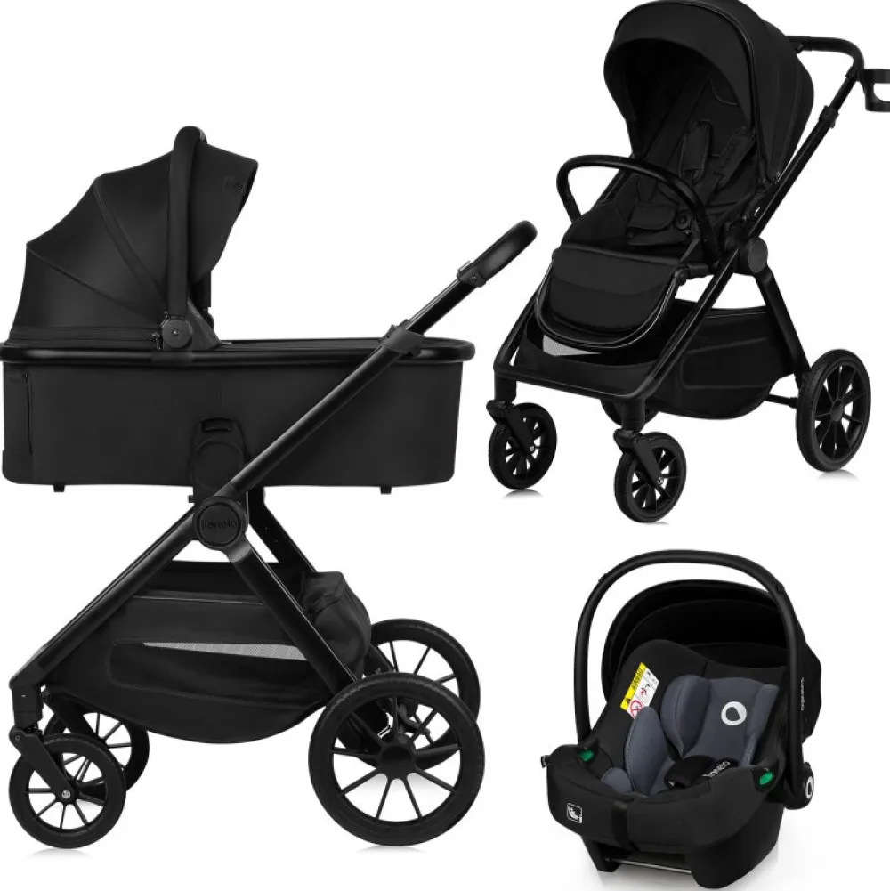Lionelo Layla 3i1 - black onyx- Kombivogne Med Flade Sæder|Vognpakker