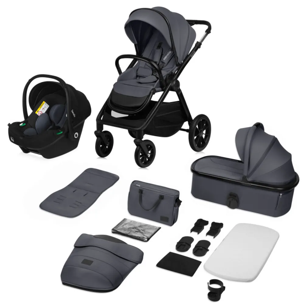 Lionelo Layla 3i1 - grey stone- Kombivogne Med Flade Sæder|Vognpakker