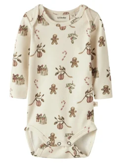 Lil' Atelier Layo Gis Langærmet Body - Turtledove- Juletøj|Bodystocking Langærmet