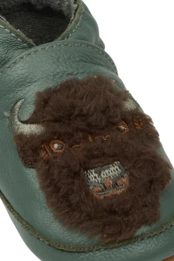 Mikk-Line Læder Slipper - 3D - Balsam green- Hjemmesko