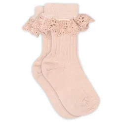 MP Denmark Lea strømpe med blonde - Rose Dust- Strømper|Uldstrømper & Uldstrømpebukser