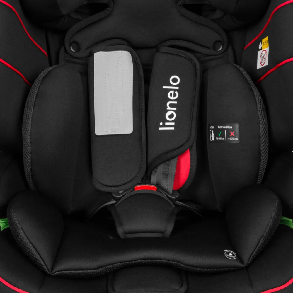 Lionelo Levi I-size - sporty black- Autostole 76-150 Cm (15 Mdr.-12 År)