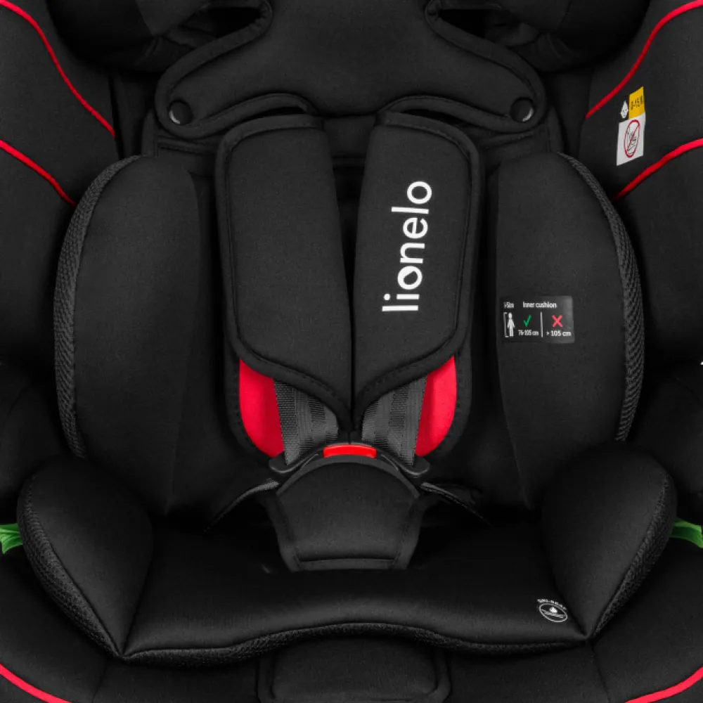 Lionelo Levi I-size - sporty black- Autostole 76-150 Cm (15 Mdr.-12 År)