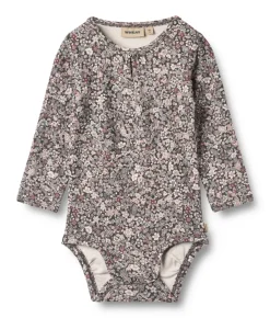 Wheat Liv Body Langærmet - Purple stone flowers- Bodystocking Langærmet