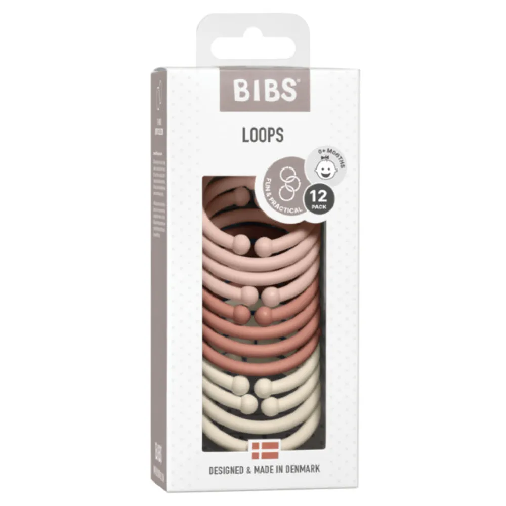 BIBS Loops 12 Pack - blush/woodchuck/ivory- Legetøj Til Barnevogne & Autostole