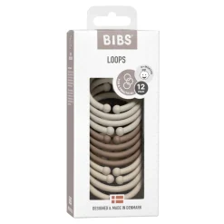BIBS Loops 12 Pack - sand/dark oak/vanilla- Legetøj Til Barnevogne & Autostole