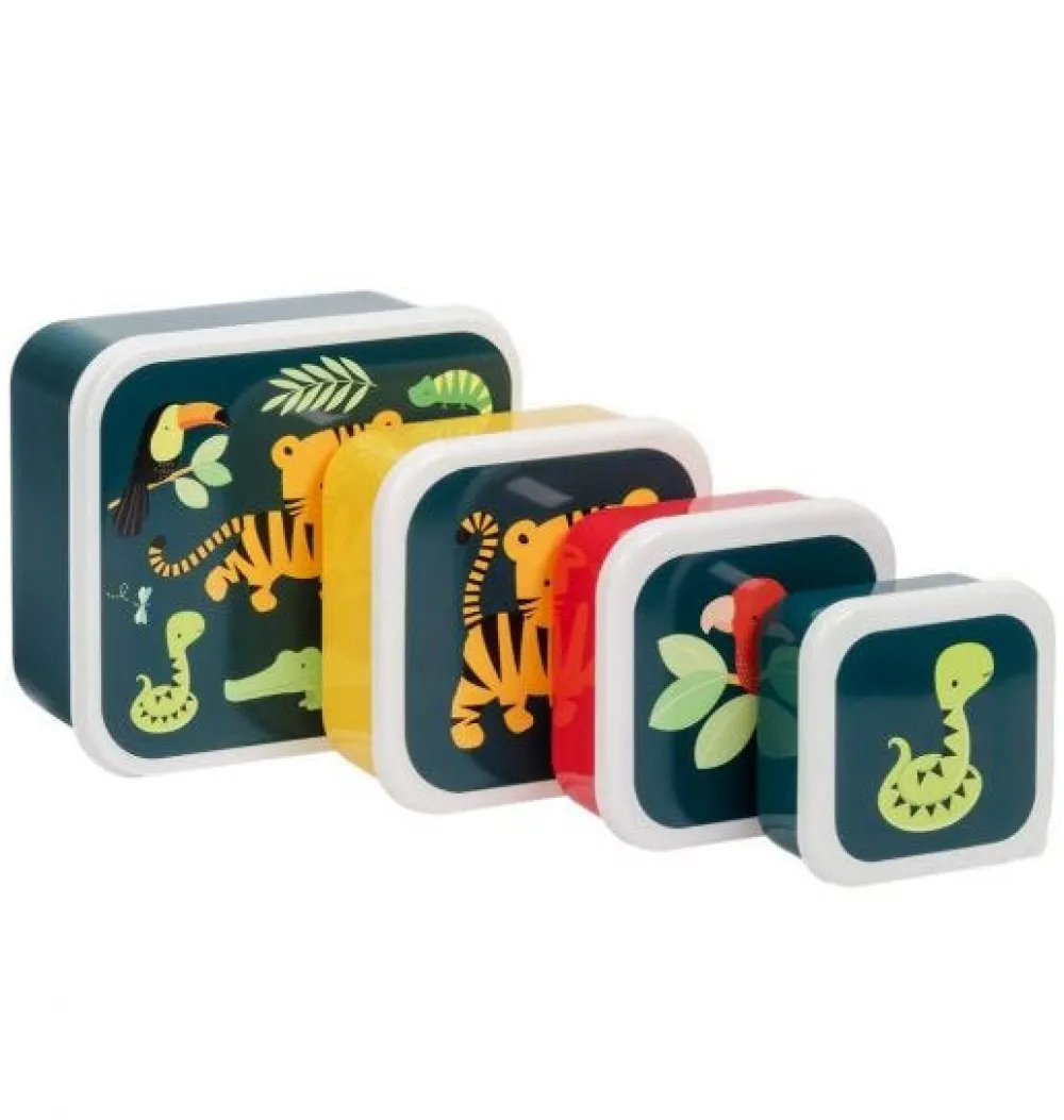 A Little Lovely Company Lunch & snack box sæt - jungle tiger- Madkasser & Drikkedunke