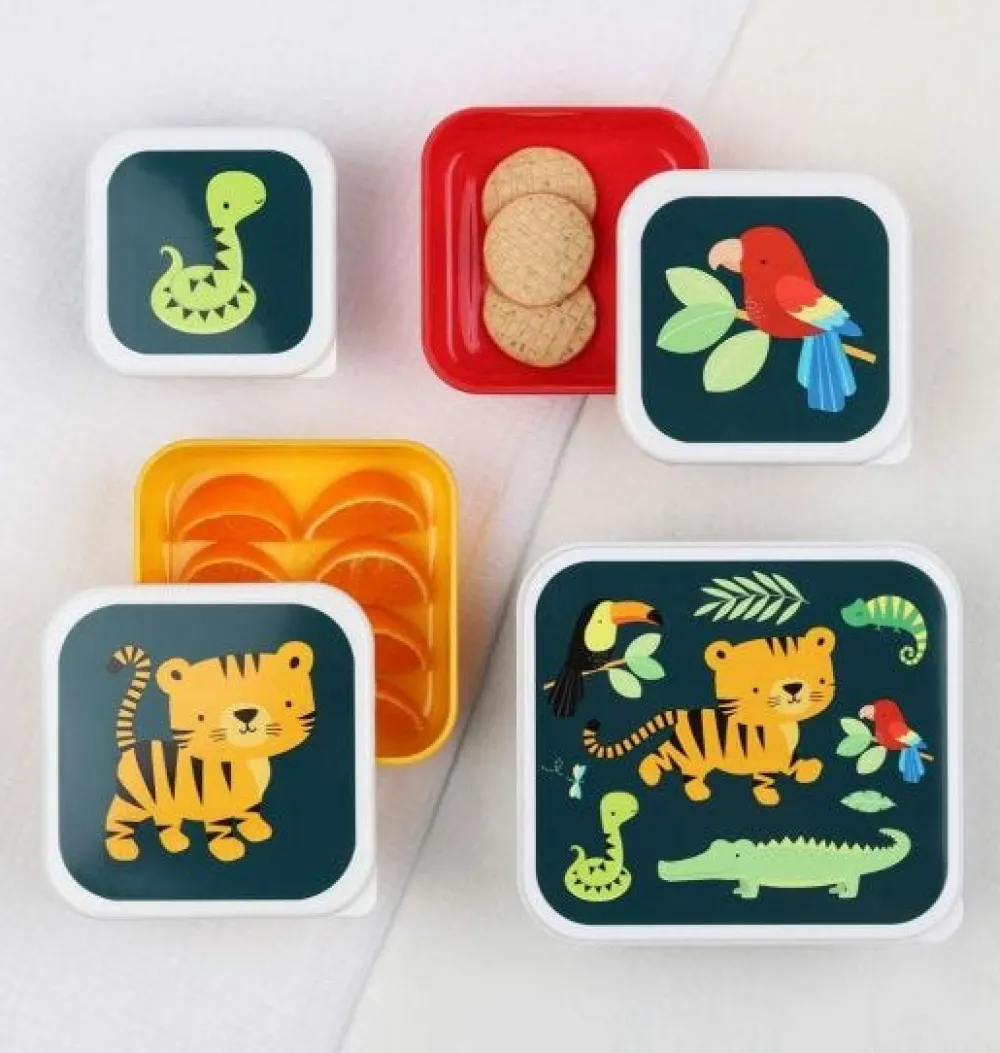 A Little Lovely Company Lunch & snack box sæt - jungle tiger- Madkasser & Drikkedunke