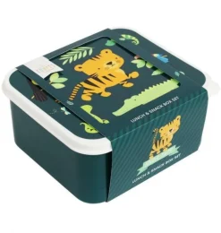 A Little Lovely Company Lunch & snack box sæt - jungle tiger- Madkasser & Drikkedunke