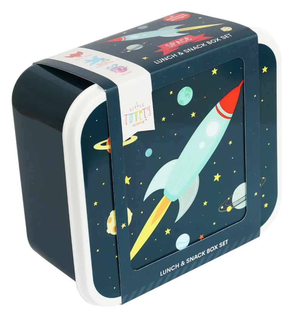 A Little Lovely Company Lunch & snack box sæt - space- Madkasser & Drikkedunke