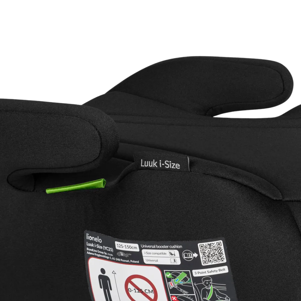 Lionelo Luuk I-size - black- Autostole 100-150 Cm (4-12 År)