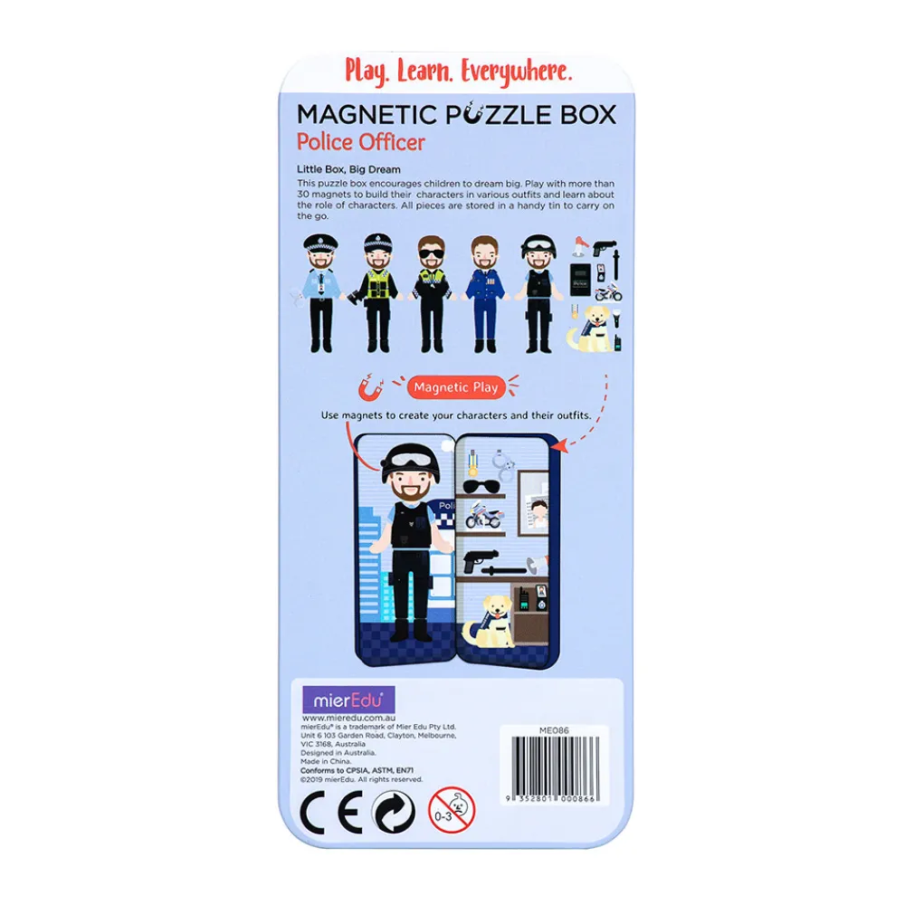 MIEREDU Magnetisk rejsesæt - Politibetjent- Magnetlegesæt