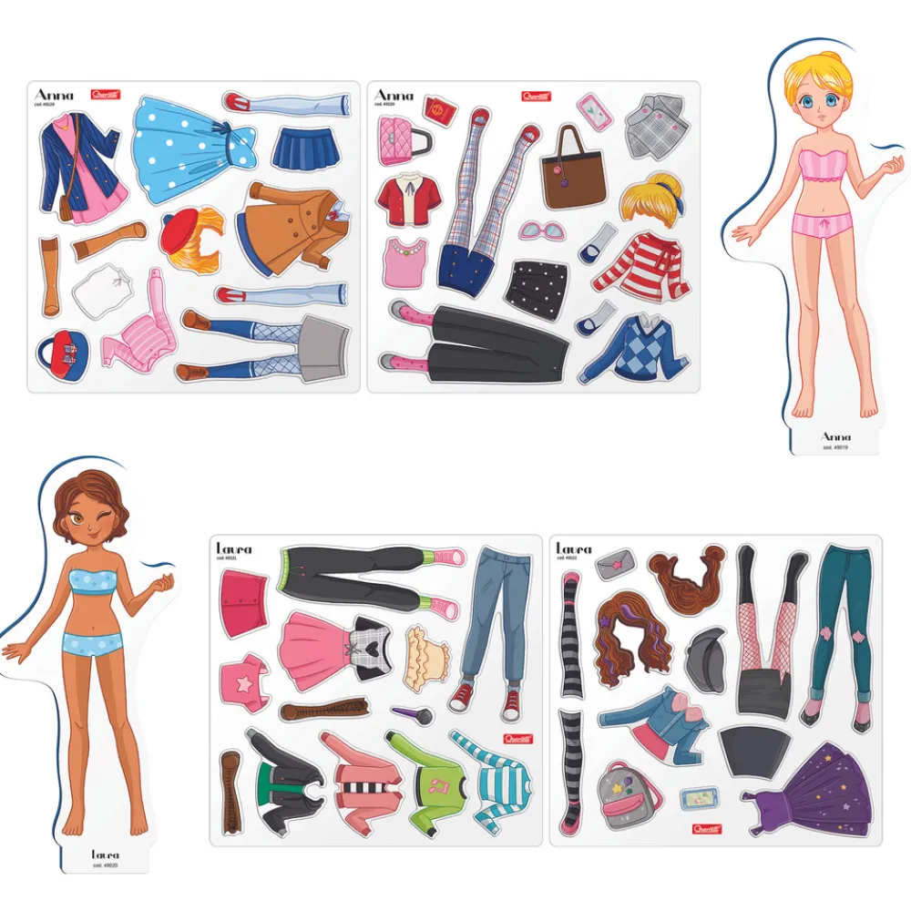 QUERCETTI Magnetiske påklædningsdukker: Bedste veninder- Magnetlegesæt