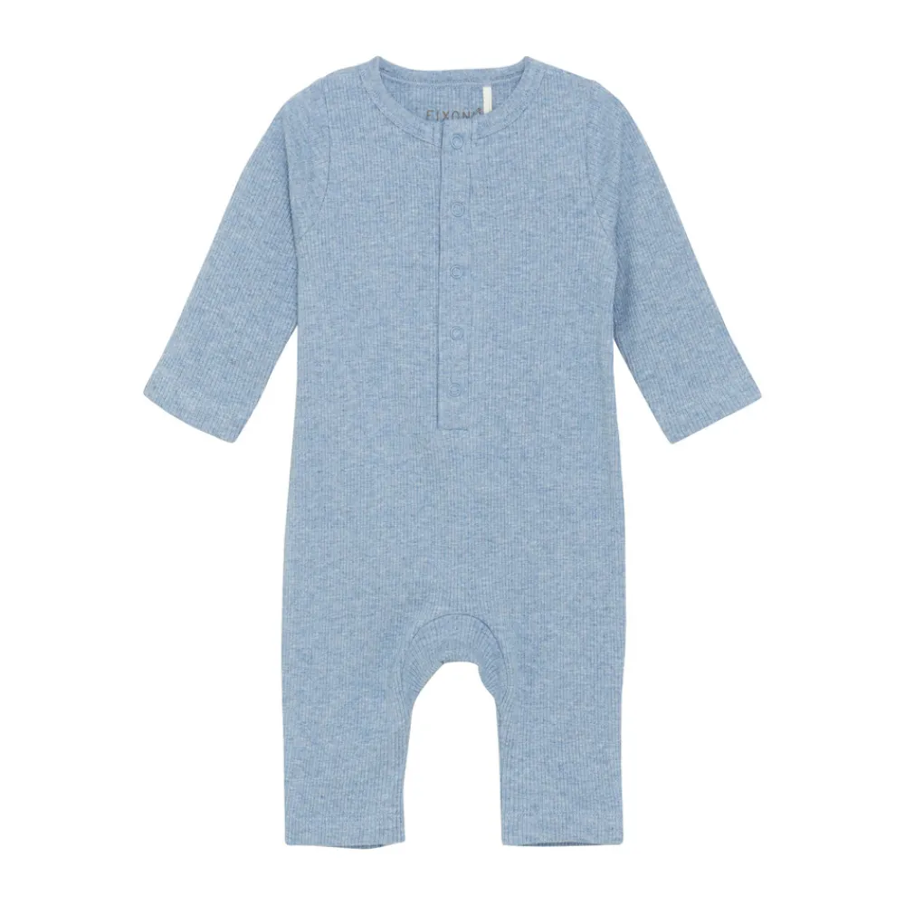 Fixoni Melange Rib Romper Langærmet - 7639- Heldragter U. Fod
