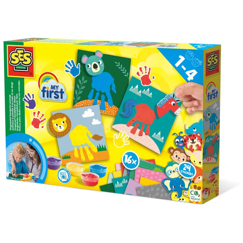 Ses Creative Min første - Fingermaling - Håndaftryk - Dyr- Kreasæt