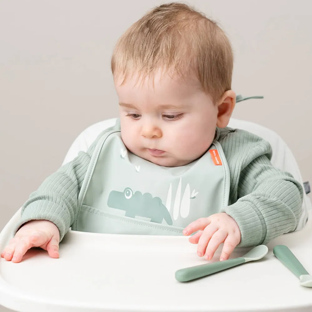 Done By Deer Mini hagesmæk m/lomme 2 stk. Croco Grøn- Hagesmække