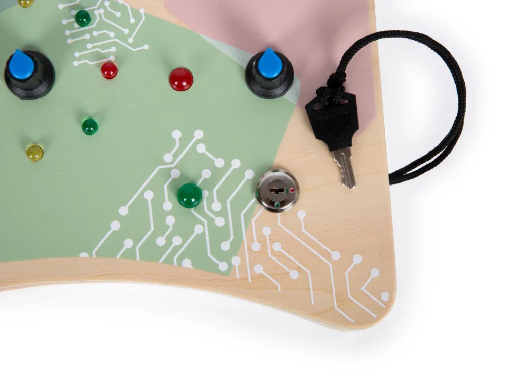SMALL FOOT Motorikbræt med LED lys og knapper- Kuglebaner