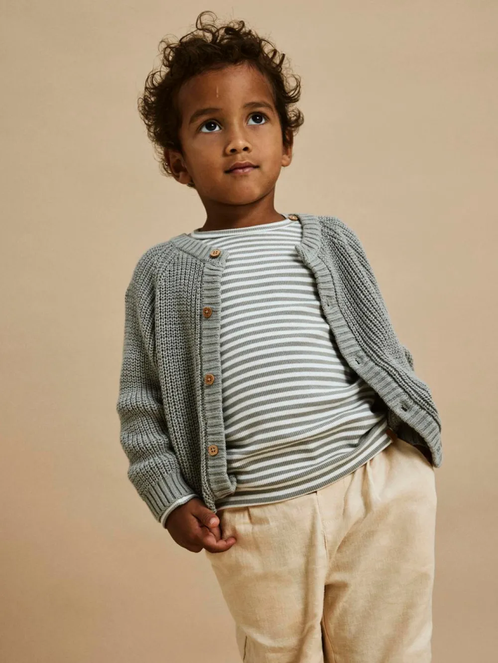 Lil' Atelier Nemlen langærmet strik - LIMESTONE- Cardigans, Veste & Trøjer