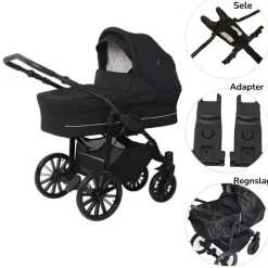 BASSON Nordic Lux pakke - Dusty black- Barnevognspakker