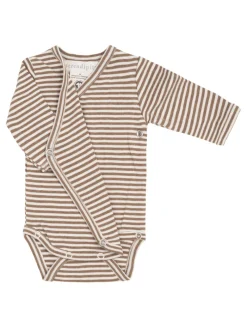 Serendipity Organics Nyfødt Slå-om Body - Almond/Offwhite- Bodystocking M. Skrålukning|Bodystocking Langærmet