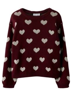 NAME IT Oana Striktrøje - Burgundy- Cardigans, Veste & Trøjer