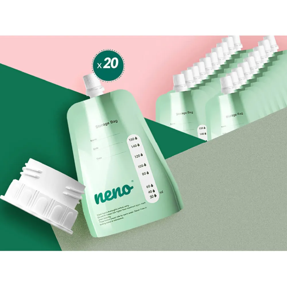 NENO Opbevaringsposer brystmælk 20 poser + adapter- Madopbevaring|Brystpumper