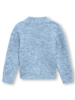 KIDS ONLY Oriana langærmet glitter cardigan - BLUE- Cardigans, Veste & Trøjer