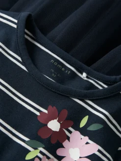 NAME IT Orini Gurli Gris Tyl Kjole - Navy Blazer- Licens|Kjoler