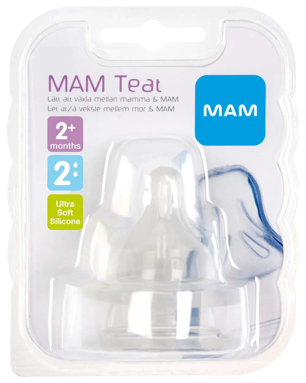 MAM 2-Pak Flaskesut Teat, Størrelse 2- Sutteflasker