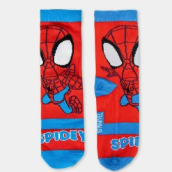 YM-EYEWEAR 4-pak strømper i sparegris - Spidey - BLÅ/MIX- Strømper|Multipack