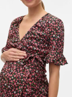 MamaLicious Patrizia tess midi kjole - BLACK- Kjoler/Nederdele