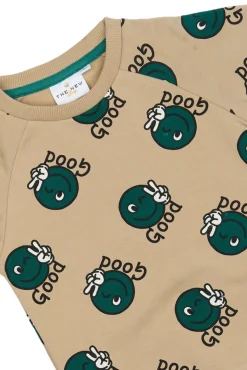 The New Siblings Phil Sweatshirt - HUMUS AOP- Cardigans, Veste & Trøjer