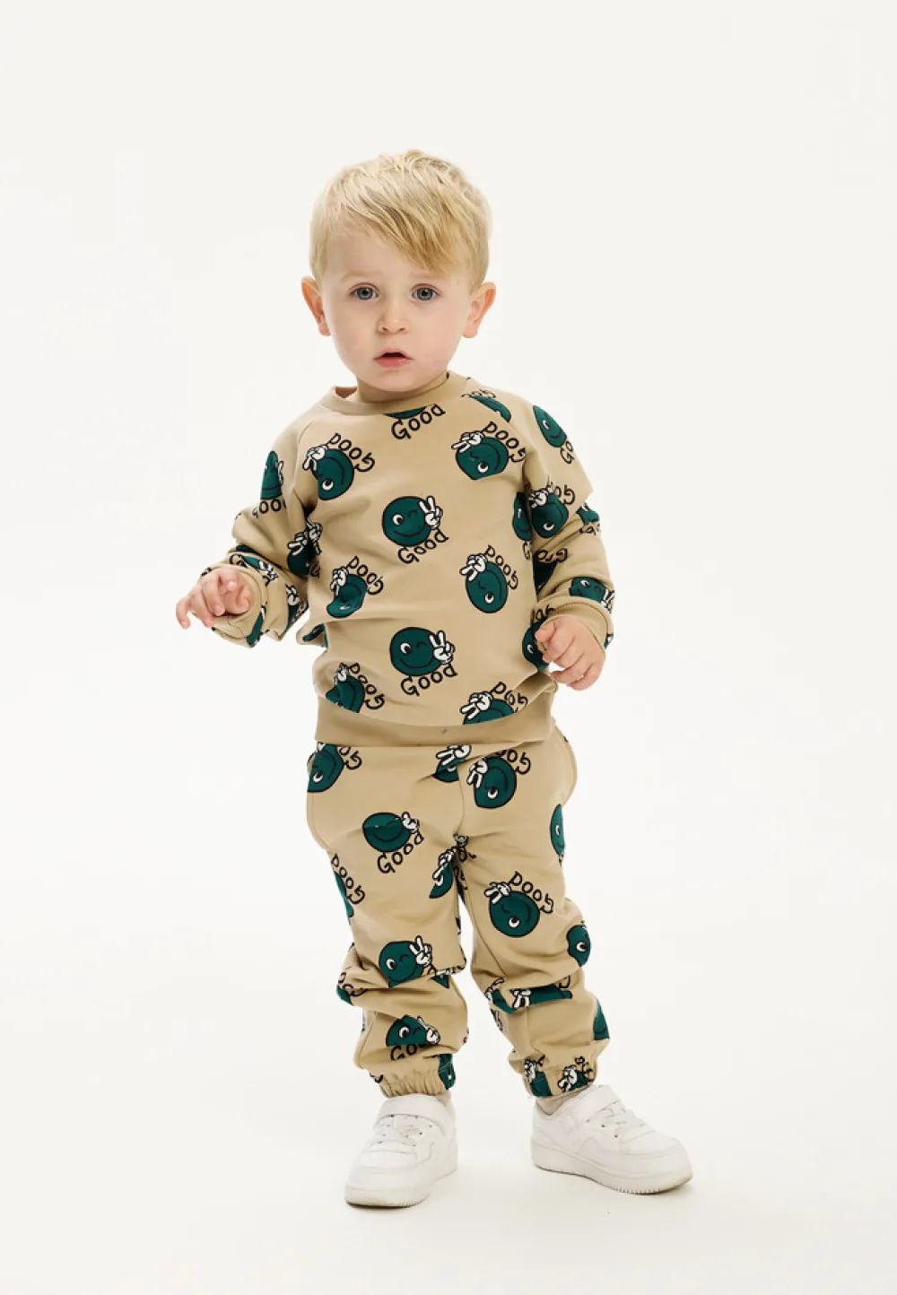 The New Siblings Phil Sweatshirt - HUMUS AOP- Cardigans, Veste & Trøjer