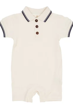 Copenhagen Colors Pique polo romper - CREAM- Bodystocking Kortærmet