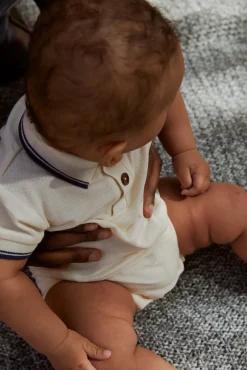 Copenhagen Colors Pique polo romper - CREAM- Bodystocking Kortærmet