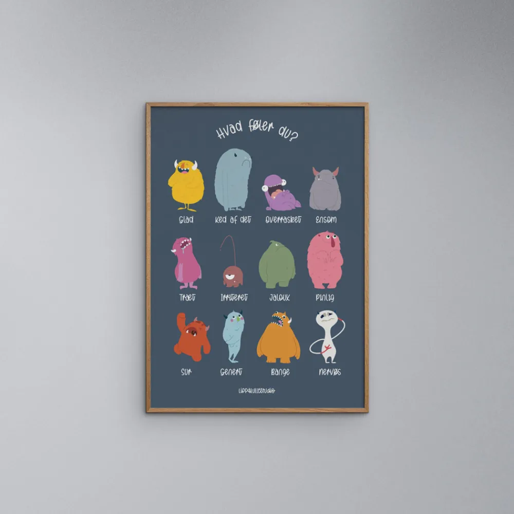 Poster & Frame Plakat - De Tolv Følelser blå 50x70-Børn Plakater