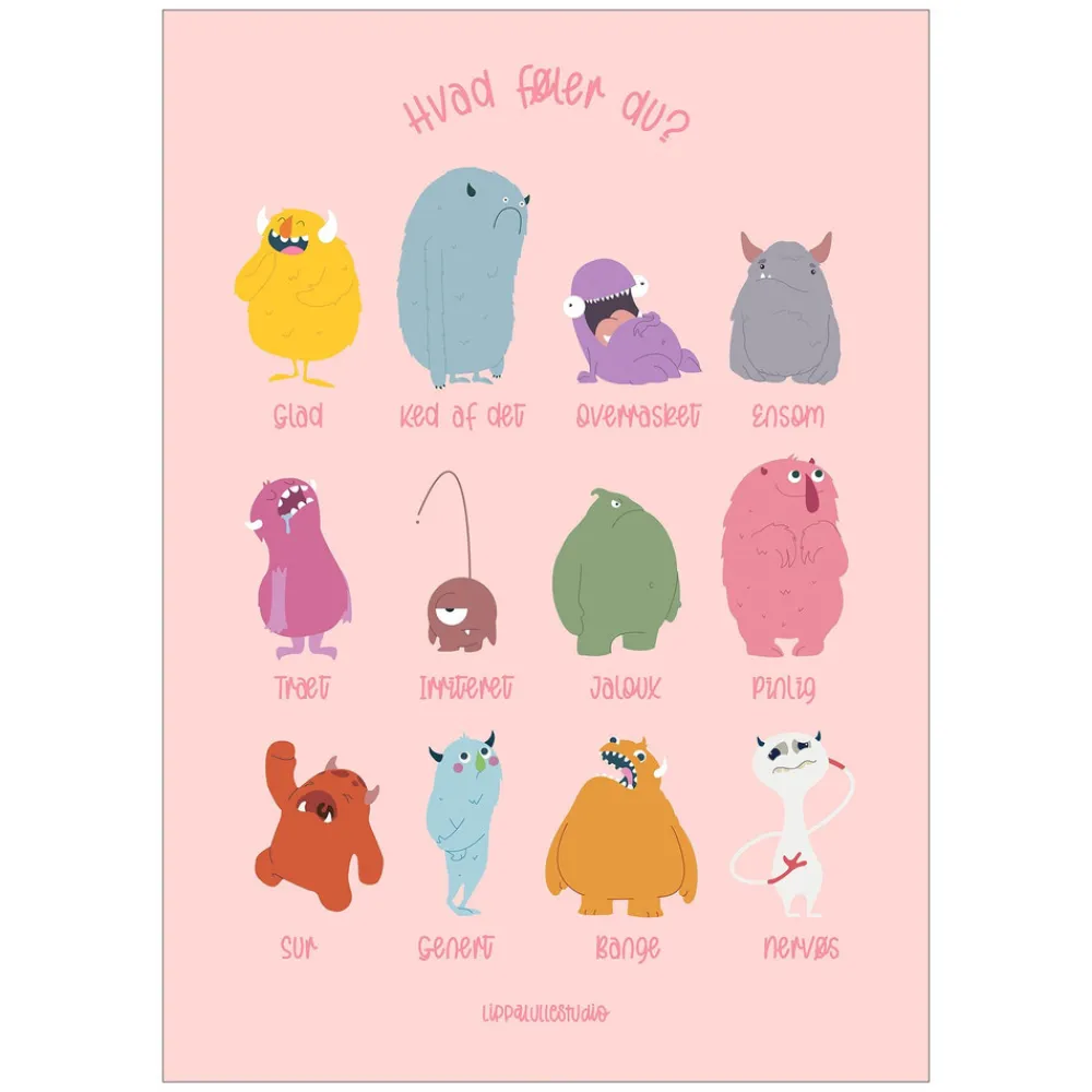 Poster & Frame Plakat - De Tolv Følelser Pink 50x70-Børn Plakater