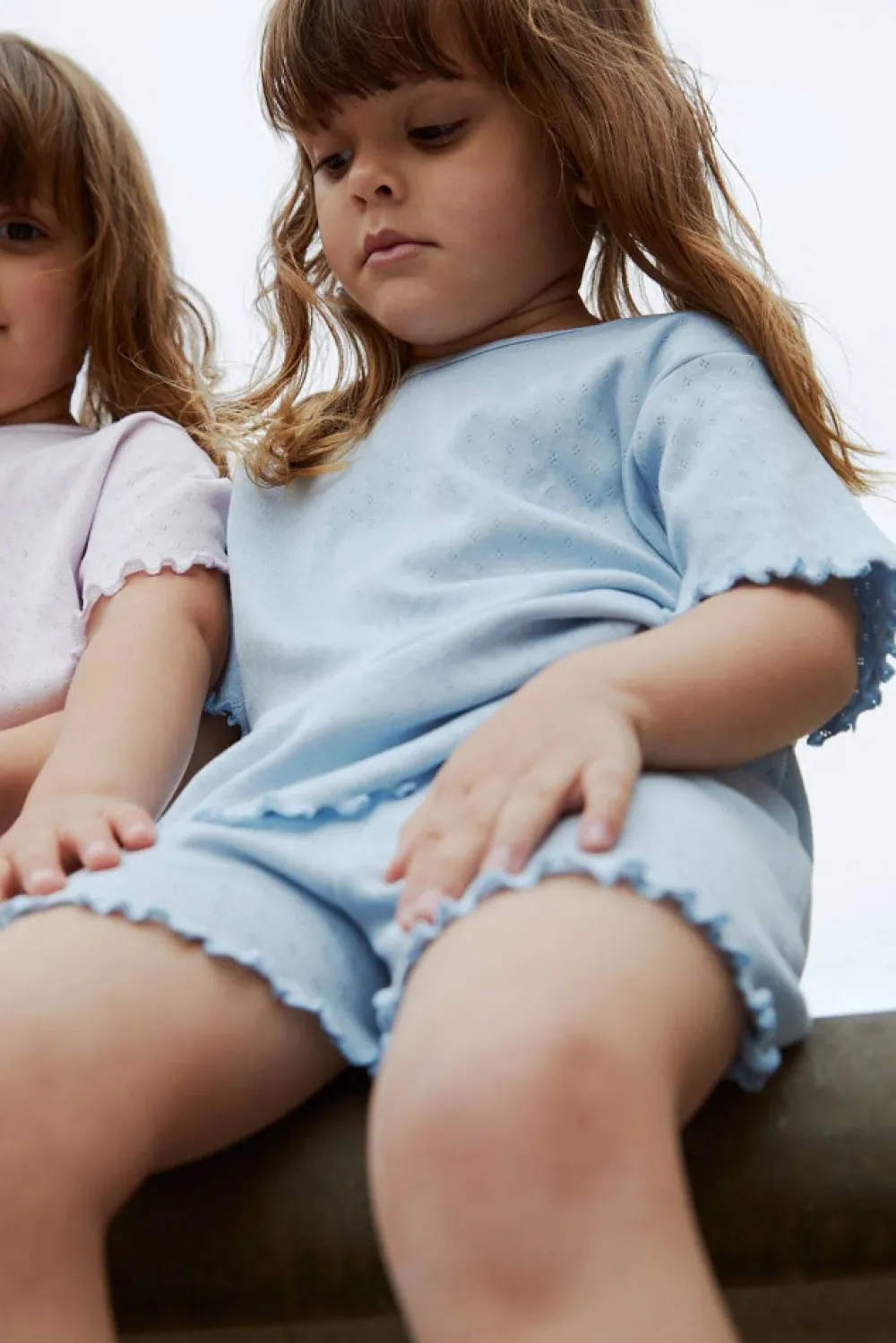 Copenhagen Colors Pointelle shorts - DUSTY BLUE- Shorts