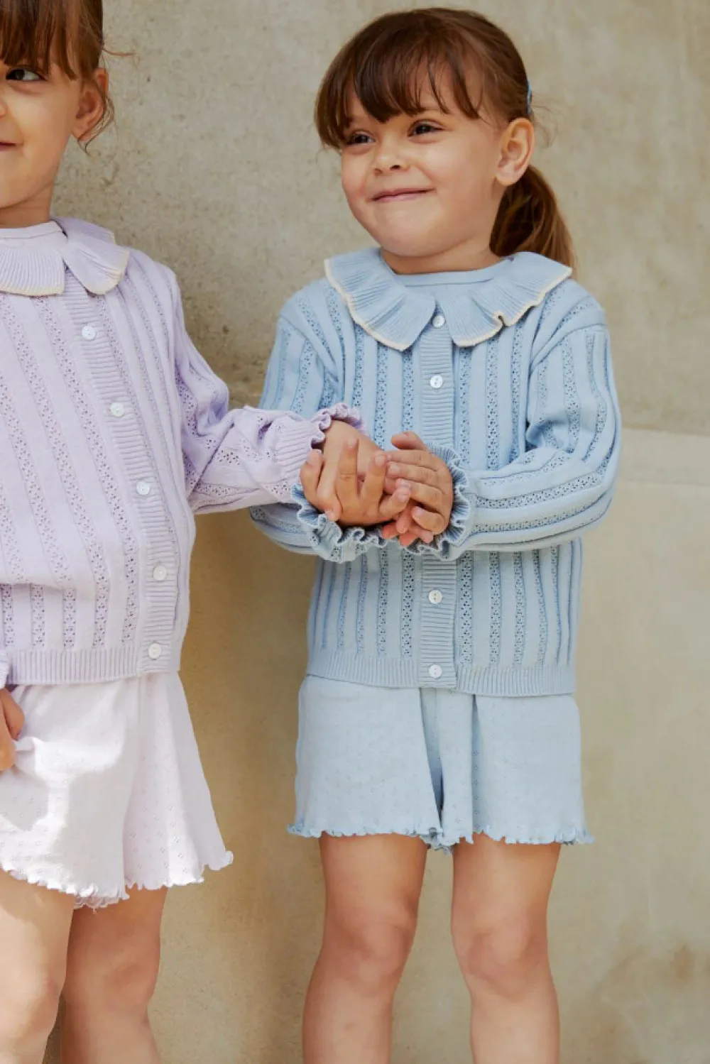 Copenhagen Colors Pointelle shorts - DUSTY BLUE- Shorts