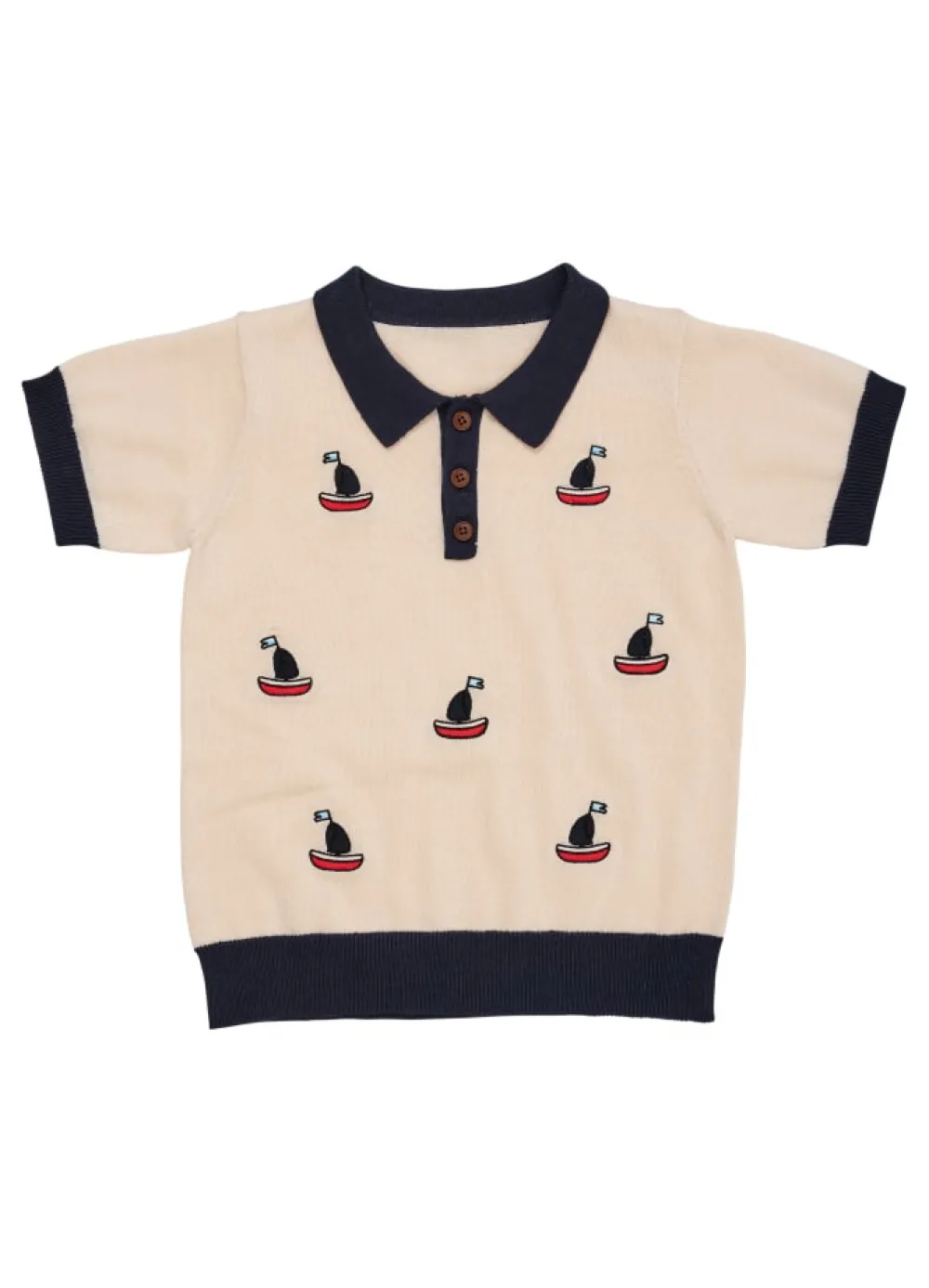 Copenhagen Colors Polo m. både - CREAM- T-Shirts & Toppe