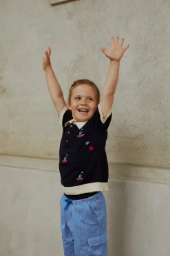 Copenhagen Colors Polo m. både - CREAM/NAVY- T-Shirts & Toppe