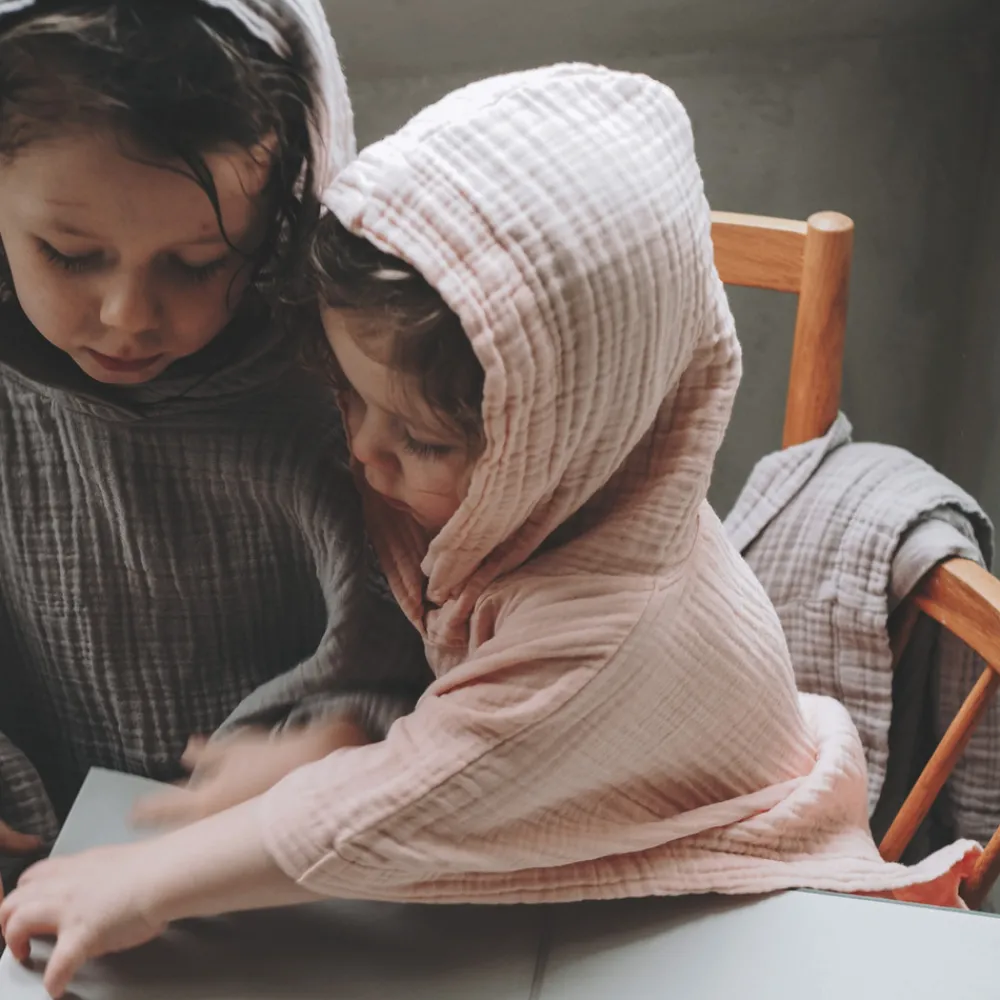 Lille Kanin Poncho, Brown Smoke, 1-3 år, 80/98-Børn Badeslag & Ponchoer