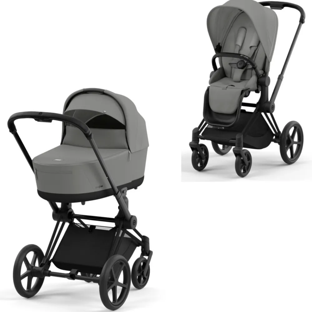 Cybex Priam Duovogn - mirage grey/matt black- Kombivogne Med Flade Sæder