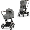 Cybex Priam Duovogn - mirage grey/rosegold- Kombivogne Med Flade Sæder