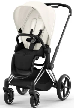 Cybex Priam Duovogn - off white/chrome black- Kombivogne Med Flade Sæder