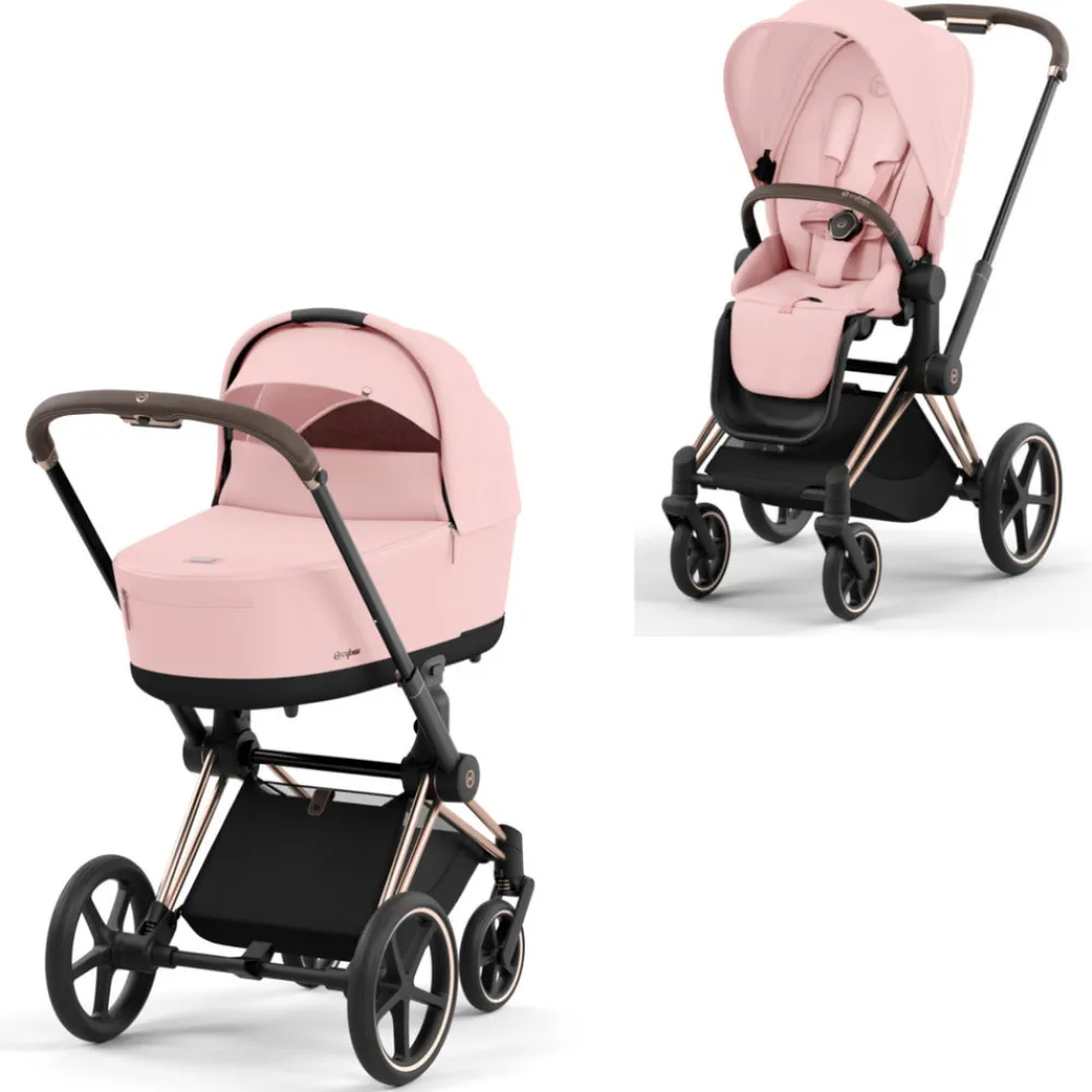 Cybex Priam Duovogn - peach pink/rosegold- Kombivogne Med Flade Sæder
