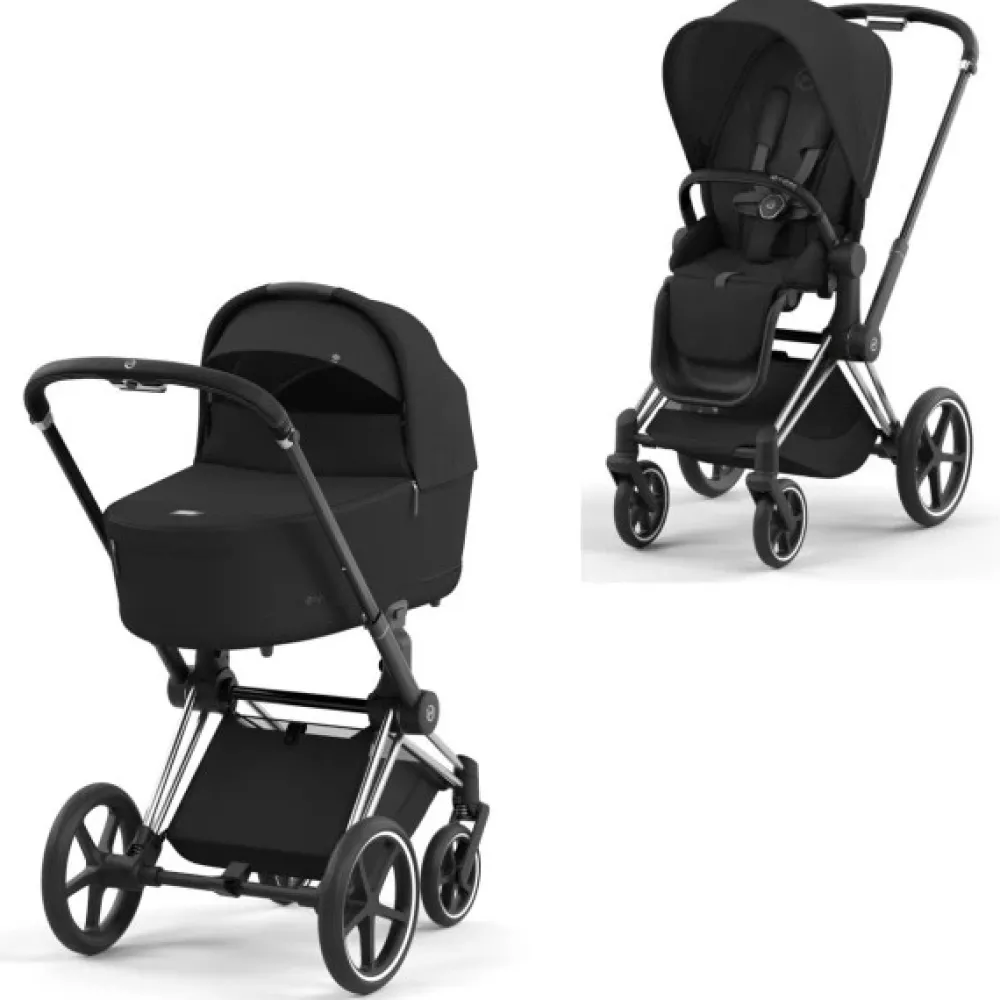 Cybex Priam Duovogn - sepia black/chrome black- Kombivogne Med Flade Sæder
