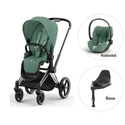 Cybex Priam klapvogn inkl. cloud T og base - leaf green/chrome black- Klapvogne Med Flade Sæder