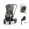 Cybex Priam klapvogn inkl. cloud T og base - mirage grey/rosegold- Klapvogne Med Flade Sæder