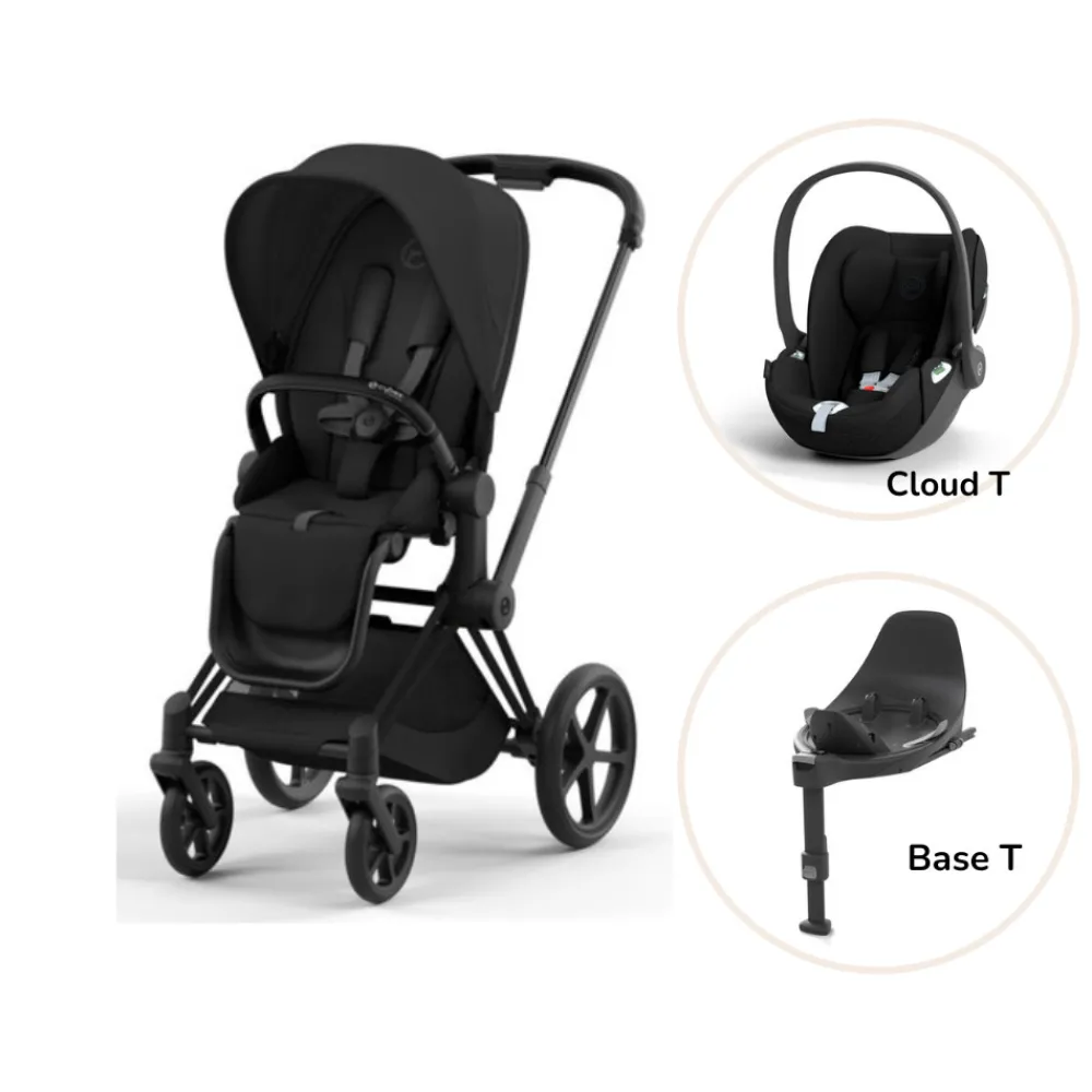 Cybex Priam klapvogn inkl. cloud T og base - sepia black/matt black- Klapvogne Med Flade Sæder